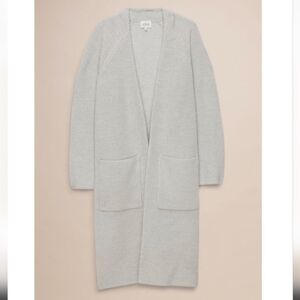 Wilfred Vartan 100% Wool Long Open Front Cardigan XS Light Grey